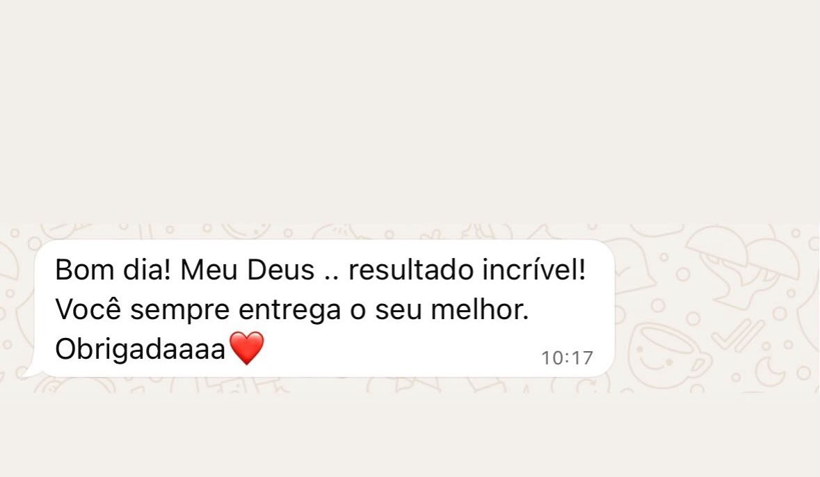 Print de depoimento de paciente enviado pelo WhatsApp