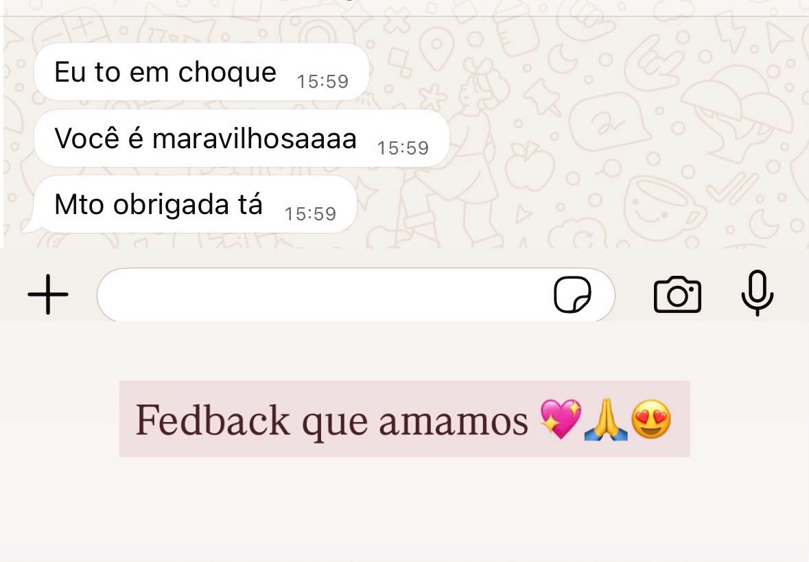 Print de depoimento de paciente enviado pelo WhatsApp